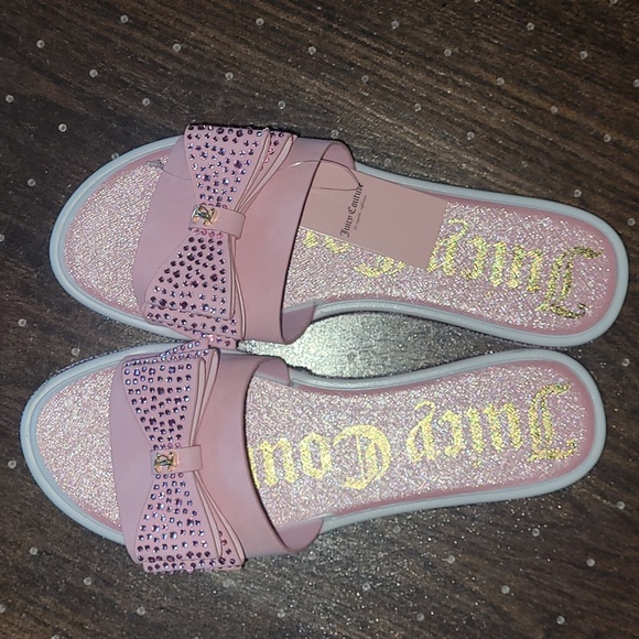 💕HP💕Juicy Couture Pink Rhinestone Bow Sandals - Size 10 - Picture 8 of 12